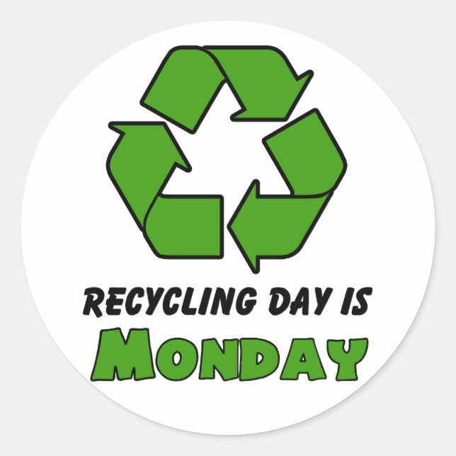 Recycle Montag Runder Aufkleber (Vorderseite)