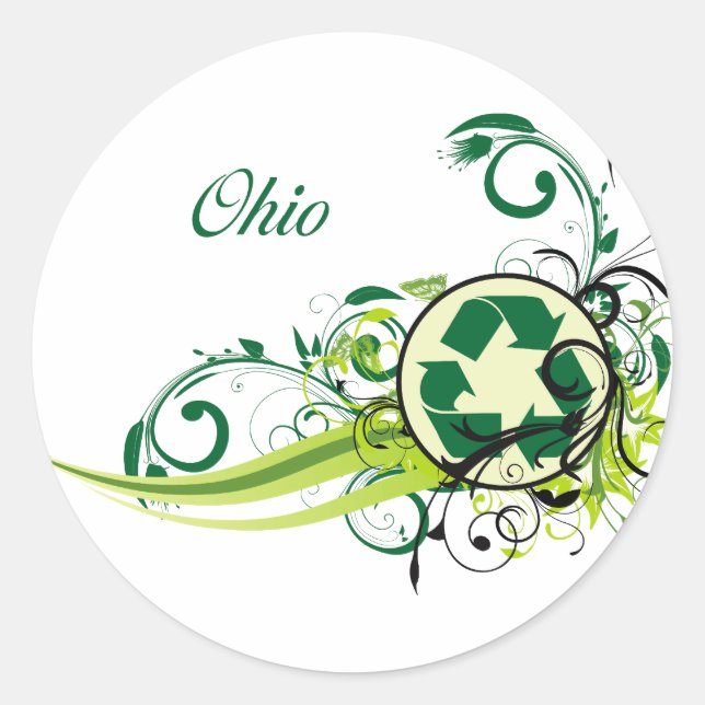 Recycle Ohio Runder Aufkleber (Vorderseite)