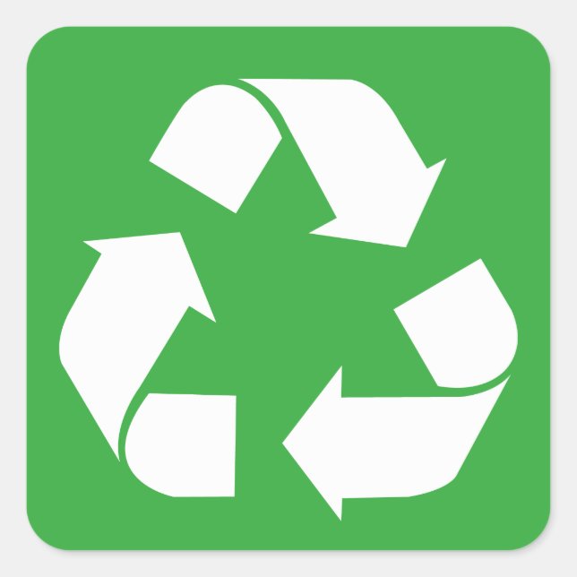 Recycle Quadratischer Aufkleber (Vorderseite)