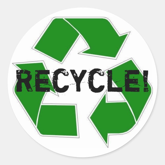 Recycle! Runder Aufkleber (Vorderseite)