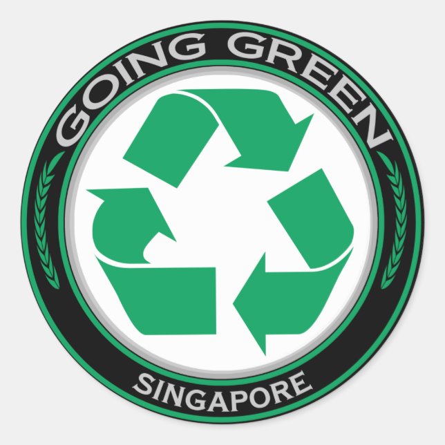 Recycle Singapur Runder Aufkleber (Vorderseite)