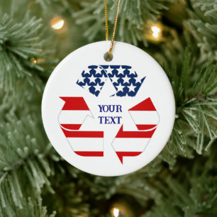 Recycle USA Symbol Foto Weihnachten Keramik Ornament