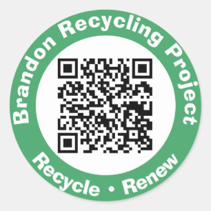 Recycle von Projekt QR Code Recycle & Erneuerung. Runder Aufkleber