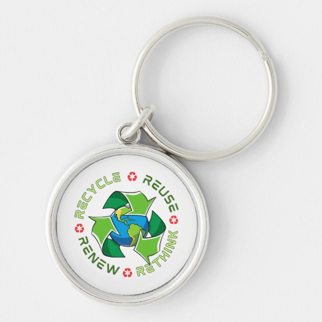 Recycle, Wiederverwendung, Erneuerung, Überdenken. Schlüsselanhänger (Vorne)