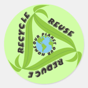 Recycle, Wiederverwendung, Reduzierung von Aufkleb Runder Aufkleber