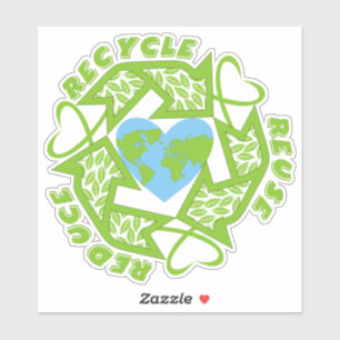 Recycle, Wiederverwendung, Verminderung des Herz d Aufkleber