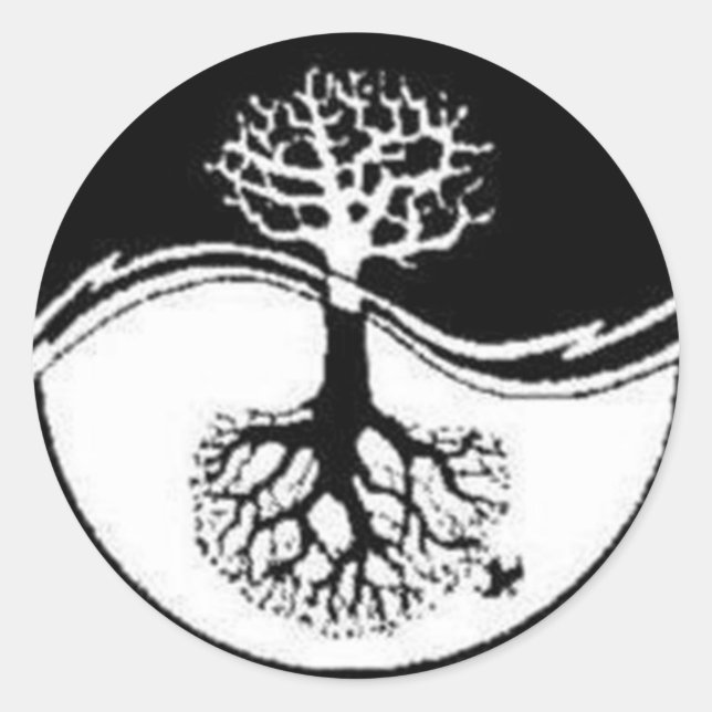 RECYCLE YIN YANG TREE RUNDER AUFKLEBER (Vorderseite)