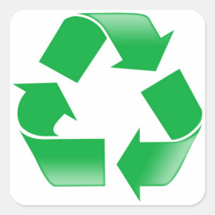 Recycling CLASSISCHES RECYCELSYMBOL Quadratischer Aufkleber