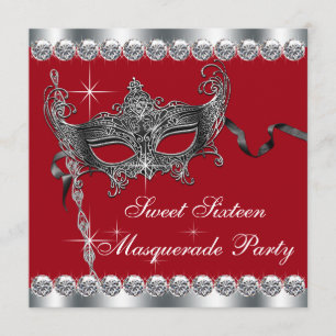 Red 16 . Geburtstag Masquerade Party Einladungen