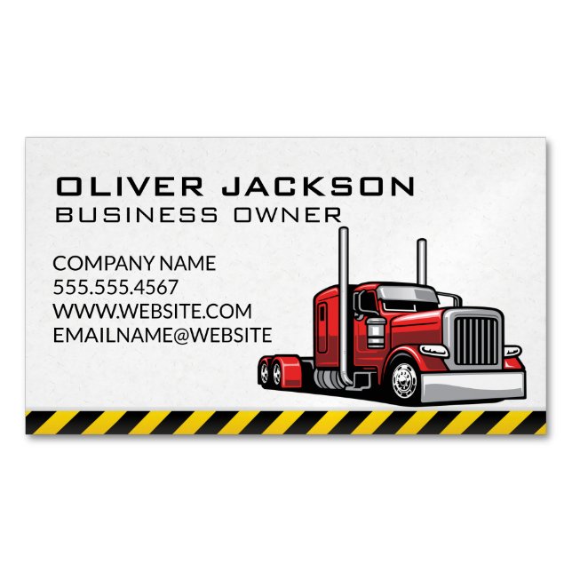 Red 18 Wheeler | Truck Driver Magnetische Visitenkarte (Vorderseite)