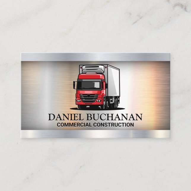 Red 18 Wheeler Truck | Metallic Visitenkarte (Vorderseite)