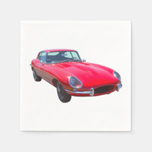 Red 1964 Jaguar XKE Antique Sports Car Serviette