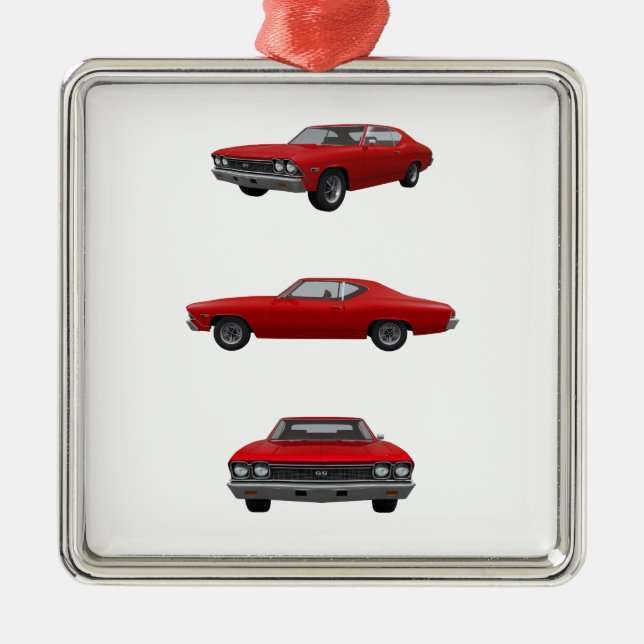 Red 1968 Chevelle SS: Silbernes Ornament (Vorne)