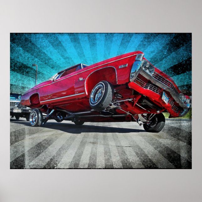 Red 1968 Lowrider Chevrolet Impala Poster (Vorne)