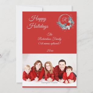 Red 1 Foto Family Holiday Card Feiertagskarte
