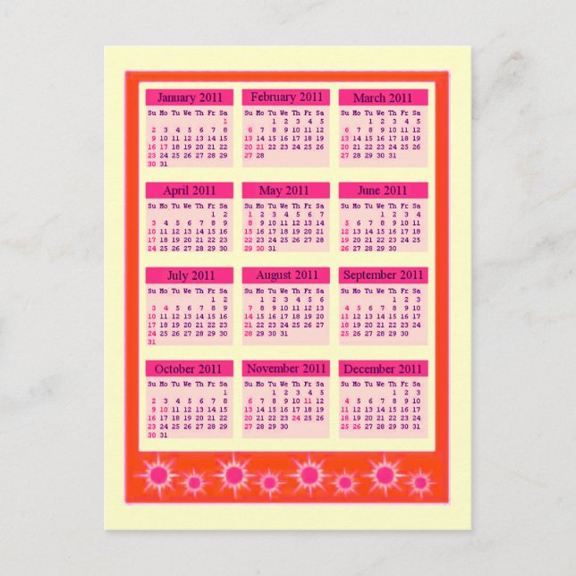 Red 2011 Jahr auf einen Blick Postkarte (Vorderseite)