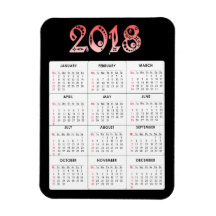 Red 2018 Calendar Magnet
