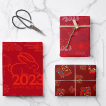 Red 2023 Lunar New Year Rabbit 福 Segings Wrappin