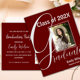 Red 2025 GRAD Foto Graduation Party Einladung Postkarte