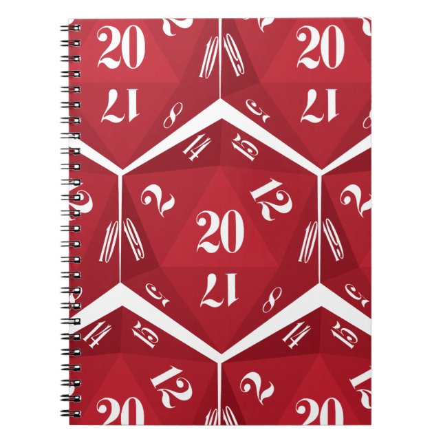Red-20-Sided-Dice-Pattern Notizblock (Vorderseite)