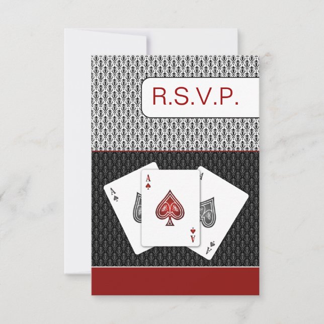 Red 3 Asse vegas Hochzeit rsvp Karten, 3,5 x 5 (Vorderseite)