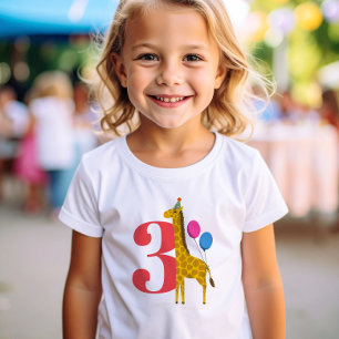 Red 3 Big Year Geburtstagsparty Giraffe T-Shirt