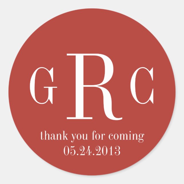 Red 3 initiale Monogramm - Etikettenkennzeichnung  Runder Aufkleber (Vorderseite)