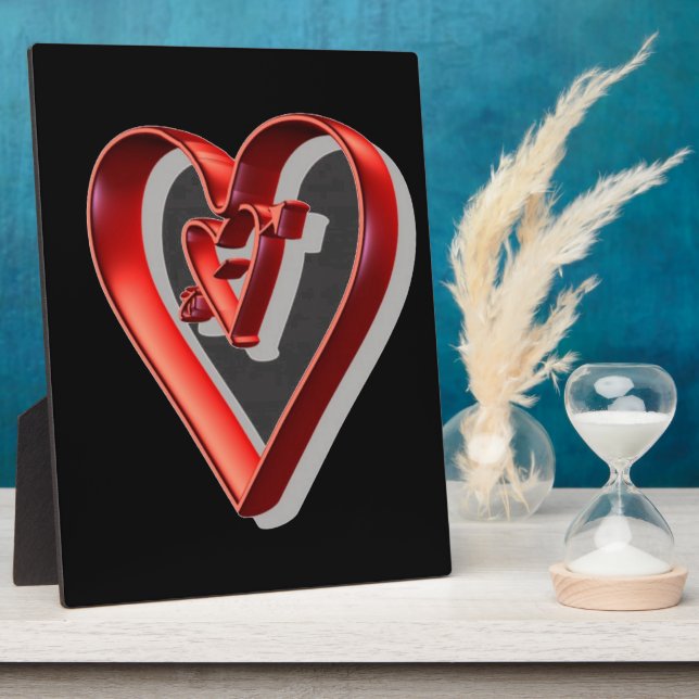 Red 3D Hearts Fotoplatte (Seite)