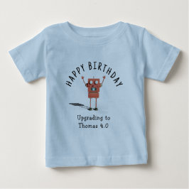 Red 3D Roboter Kindergeburtstag Party Baby T-shirt