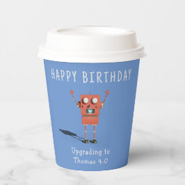 Red 3D Roboter Kindergeburtstag Party Pappbecher