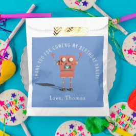 Red 3D Roboter Kindergeburtstag Party vielen Dank Geschenktütchen