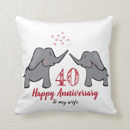 Red 40. Ruby Hochzeitstag Ehefrau Elefant Kissen