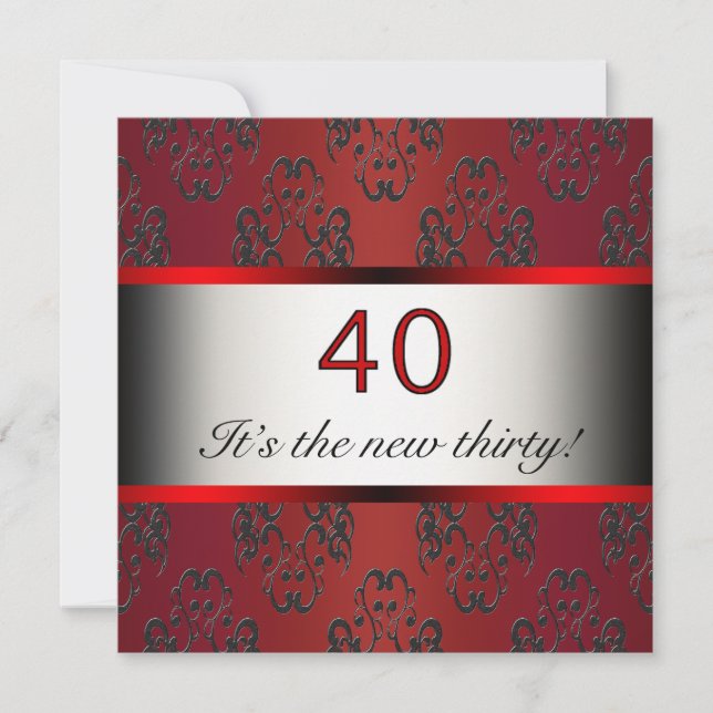 Red 40th Birthday Party Invitation (Devant)