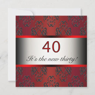 Red 40th Birthday Party Invitation