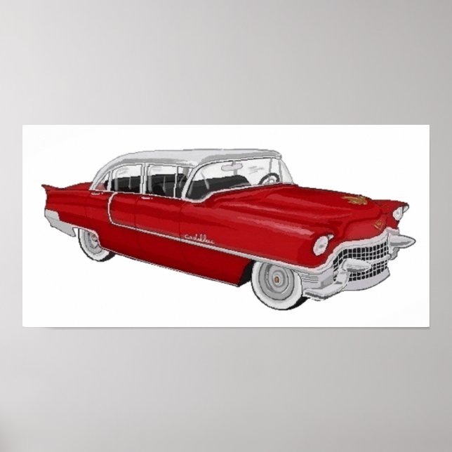 Red 50´s Cadillac Poster (Vorne)
