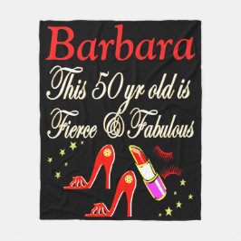 RED 50 UND FABULOUS PERSONALISIERT FLEECE BLANKET