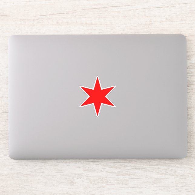 Red 6-spitze Chicago Flag Star Vinyl Sticker (Computer)