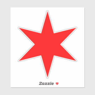 Red 6-spitze Chicago Flag Star Vinyl Sticker