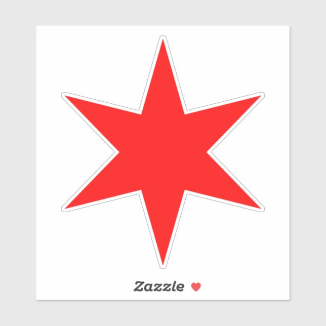 Red 6-spitze Chicago Flag Star Vinyl Sticker (Blatt)