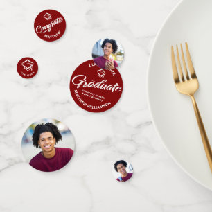 Red Abschluss 3 Foto Bold Script Cap Minimalistisc Konfetti