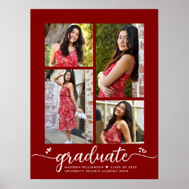 Red Abschluss 4 Foto Script Hearts Modern Girly Poster