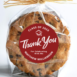 Red Abschluss Bold Script Cap Danke, dass Sie mini Runder Aufkleber