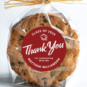 Red Abschluss Bold Script Cap Danke, dass Sie mini Runder Aufkleber