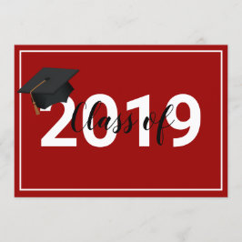 Red Abschluss Class of 2019 Simplistic Chic Einladung