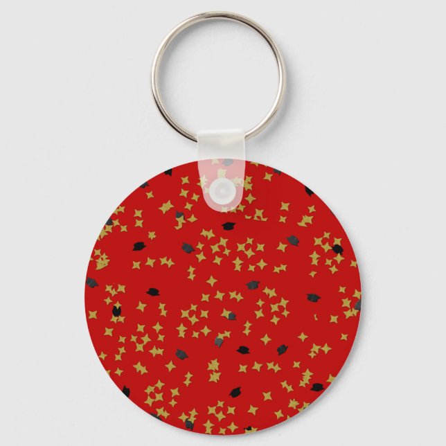 Red Abschluss Confetti Schlüsselanhänger (Vorderseite)