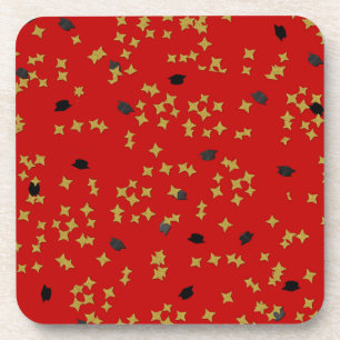 Red Abschluss Confetti Untersetzer