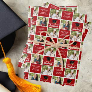 Red Abschluss Foto Personalisiert Graduate Geschenkpapier Set