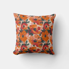 Red Absract Watercolor Poppies Kissen