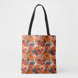 Red Absract Watercolor Poppies Tasche