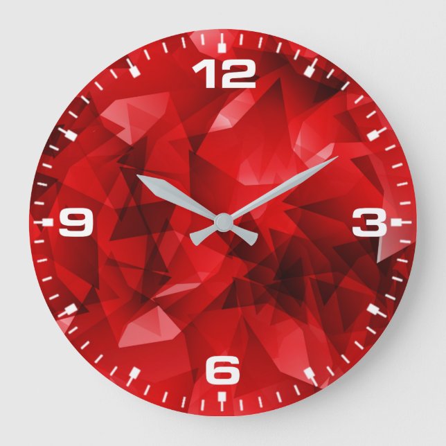 Red Abstract Geometric Design-51083 Große Wanduhr (Vorderseite)